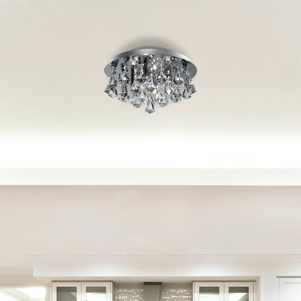 Searchlight Deckenleuchte transparent Chrom Glas Stahl B/H/L/D: ca. 35x17,5x35x35 cm G9 4 Brennstellen Hanna - Chrom/transparent (35,00/35,00/17,50cm) - Searchlight