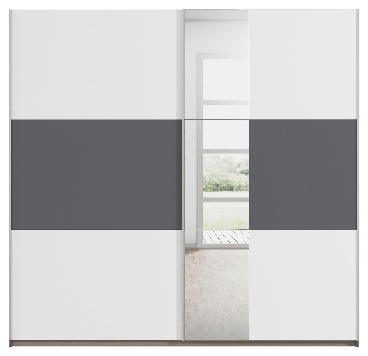 Kleiderschrank Oslo Alpinweiß grau B/H/T: ca. 218x210x59 cm Oslo - Alpinweiß/grau (218,00/210,00/59,00cm)