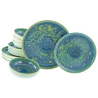 CreaTable Tafelservice Yuki grün Steinzeug 12 tlg. Yuki - blau/grün - CreaTable