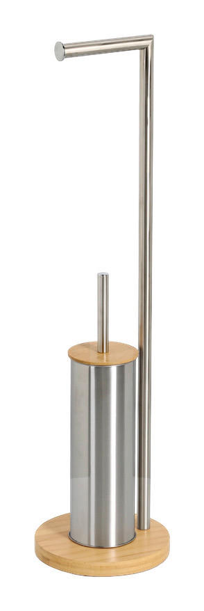 WC-Garnitur silber hellbraun Bambus WC-Garnitur - hellbraun/silber (19,00/19,00/72,50cm) - Zeller