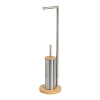 WC-Garnitur silber hellbraun Bambus WC-Garnitur - hellbraun/silber (19,00/19,00/72,50cm) - Zeller
