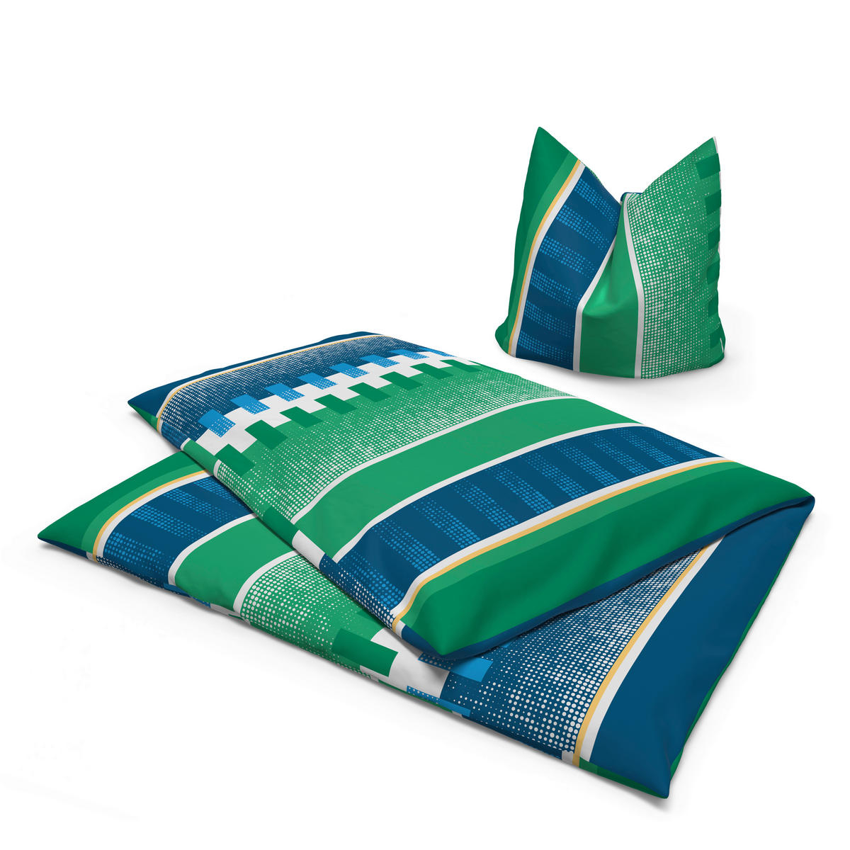 Microfaser Bettwäsche Bettwäsche_Microfaser Streifen blau - blau/grün (135,00/200,00cm)