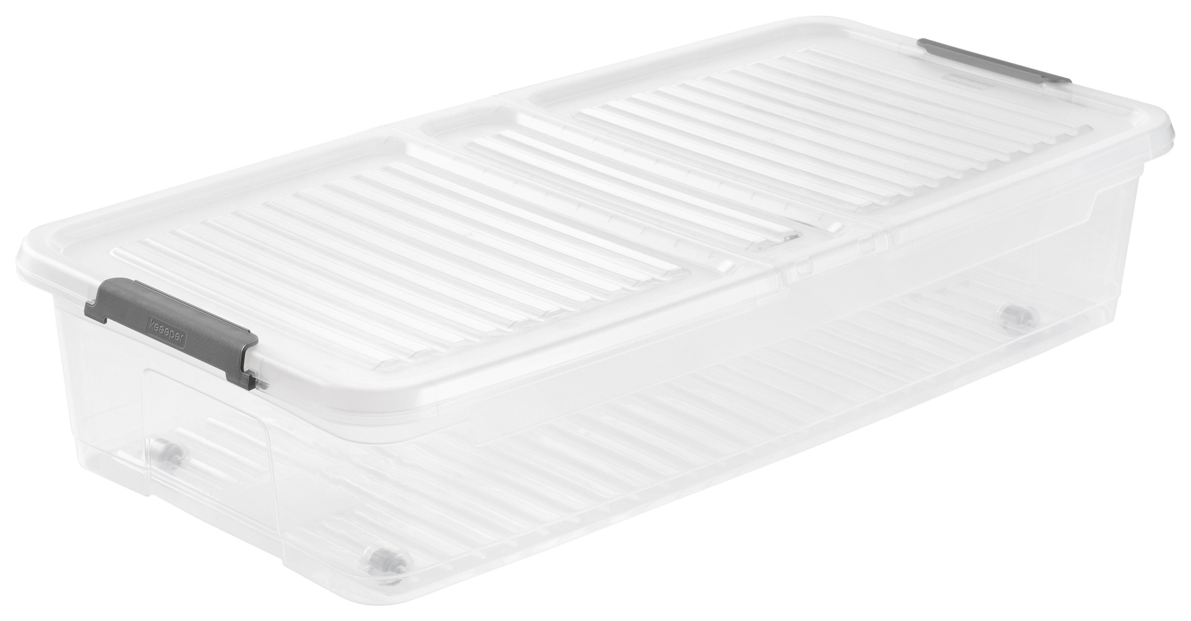 Aufbewahrungsbox transparent B/T/L: ca. 38x77x38 cm Unterbettbox_mit_Rollen_leo - transparent (38,00/38,00cm)