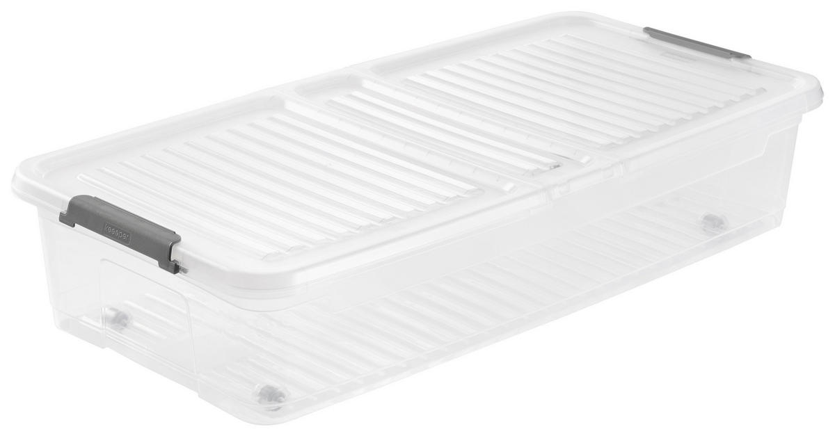 Aufbewahrungsbox transparent B/T/L: ca. 38x77x38 cm Unterbettbox_mit_Rollen_leo - transparent (38,00/38,00cm)