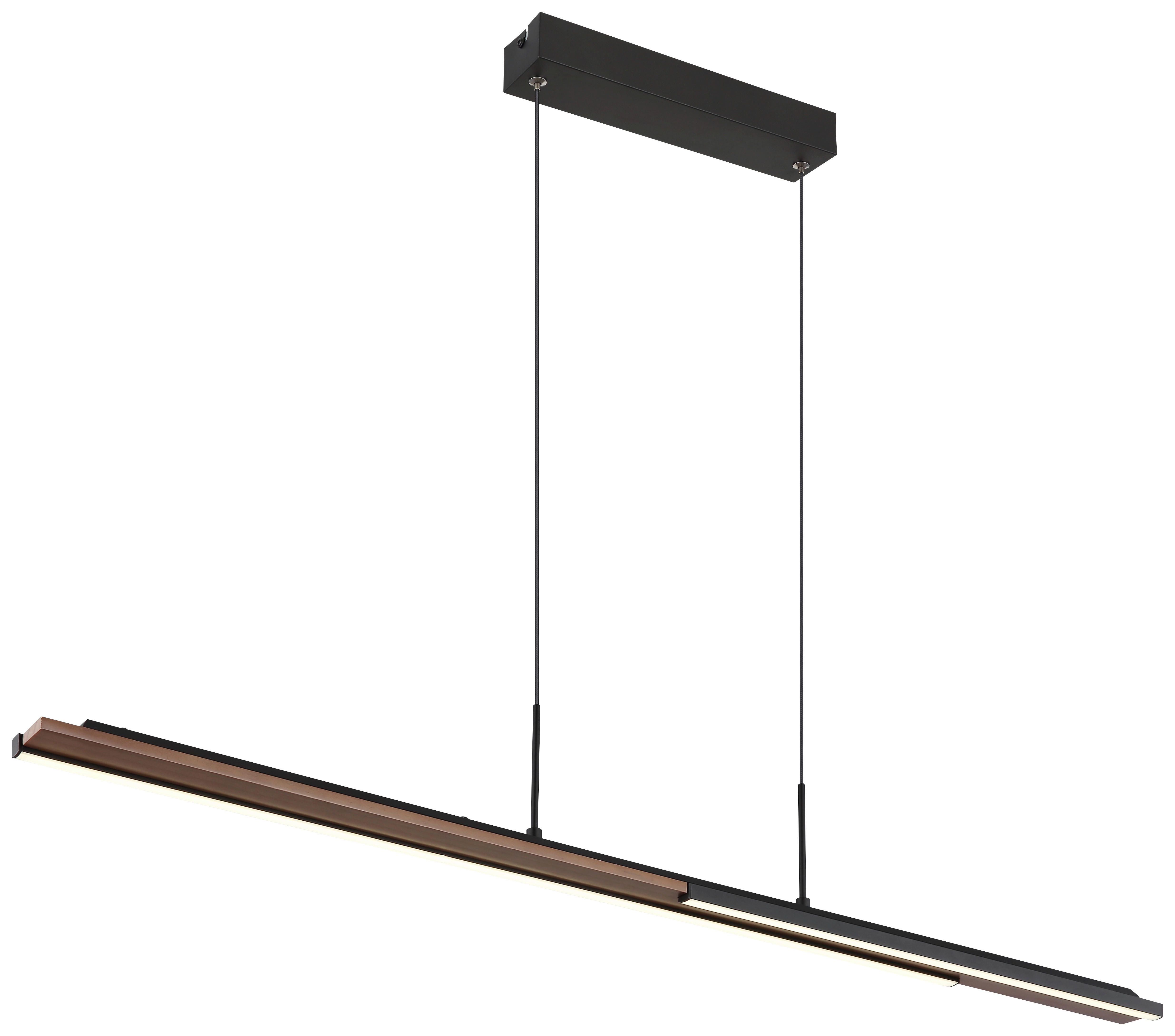 GLOBO LED-Pendelleuchte QUITO 67182 schwarz Metall Silikon Holz B/H/L: ca. 6x150x100,4 cm 1.0 Brennstellen QUITO - schwarz (100,40/6,00/150,00cm) - GLOBO