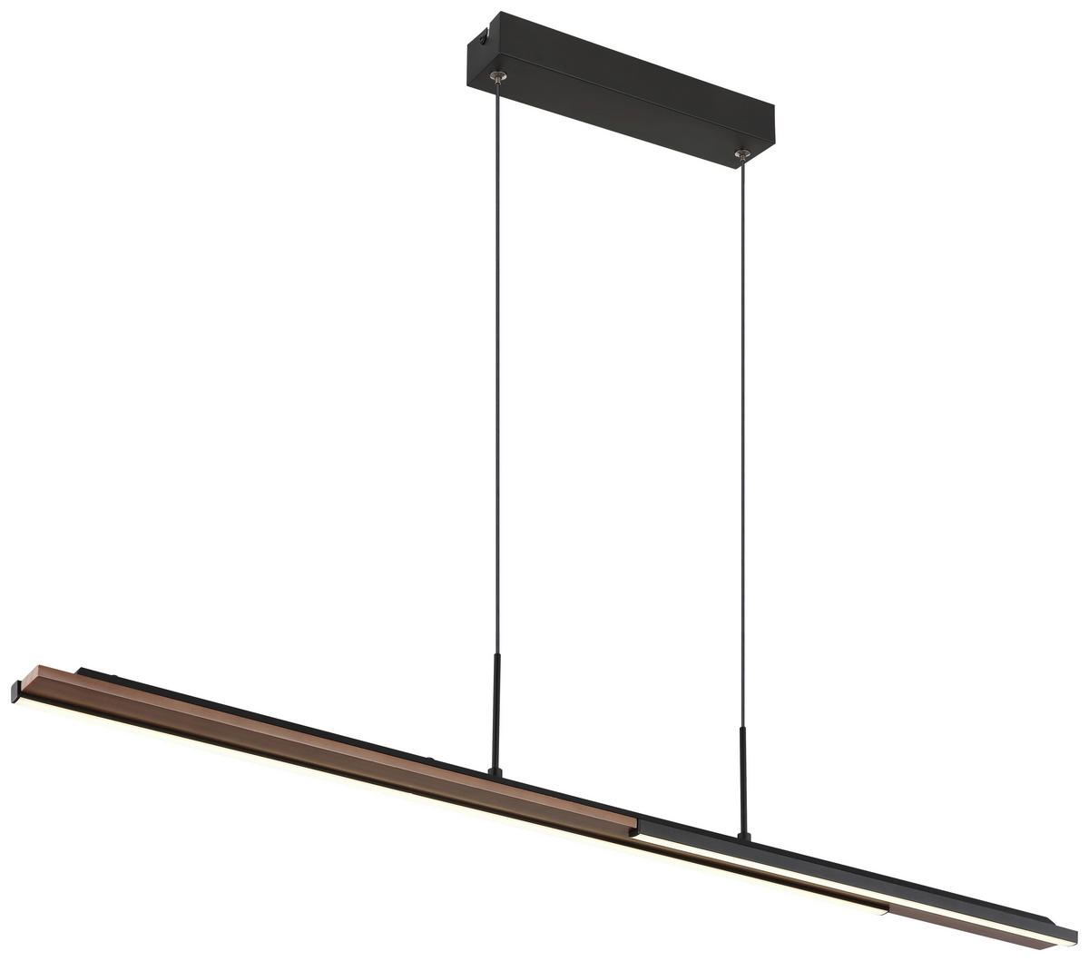 GLOBO LED-Pendelleuchte QUITO 67182 schwarz Metall Silikon Holz B/H/L: ca. 6x150x100,4 cm 1.0 Brennstellen QUITO - schwarz (100,40/6,00/150,00cm) - GLOBO