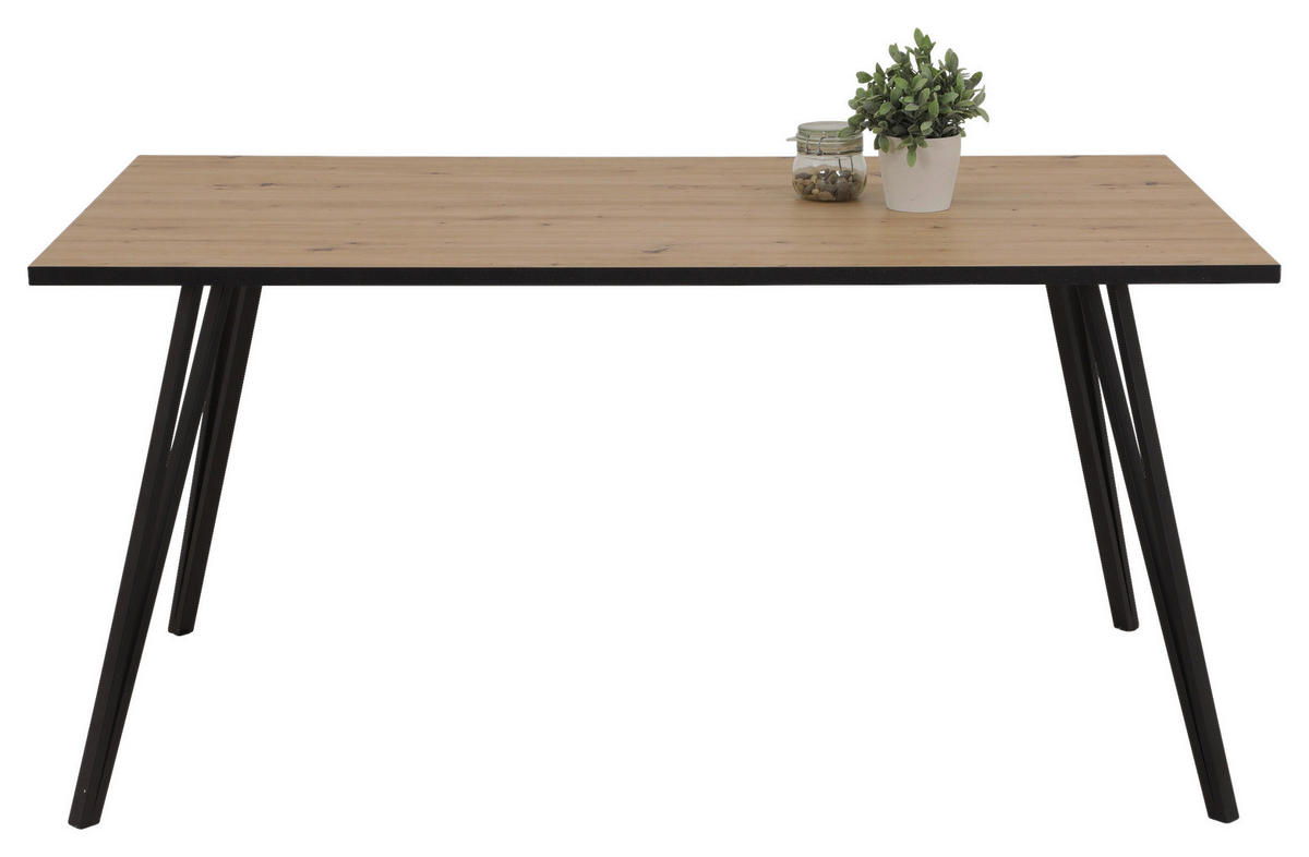 Esstisch OKSANA T Eiche Artisan Nachbildung B/H/T: ca. 160x76x90 cm OKSANA T - Eiche/schwarz (160,00/76,00/90,00cm) - Hela