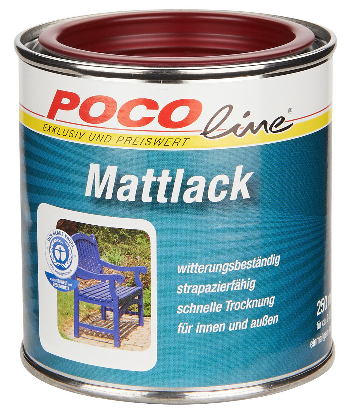 POCOline Acyl Buntlack bordeauxrot matt ca. 0,25 l Mattlack_Acryl_2in1 250ml - bordeauxrot (250ml) - POCOline