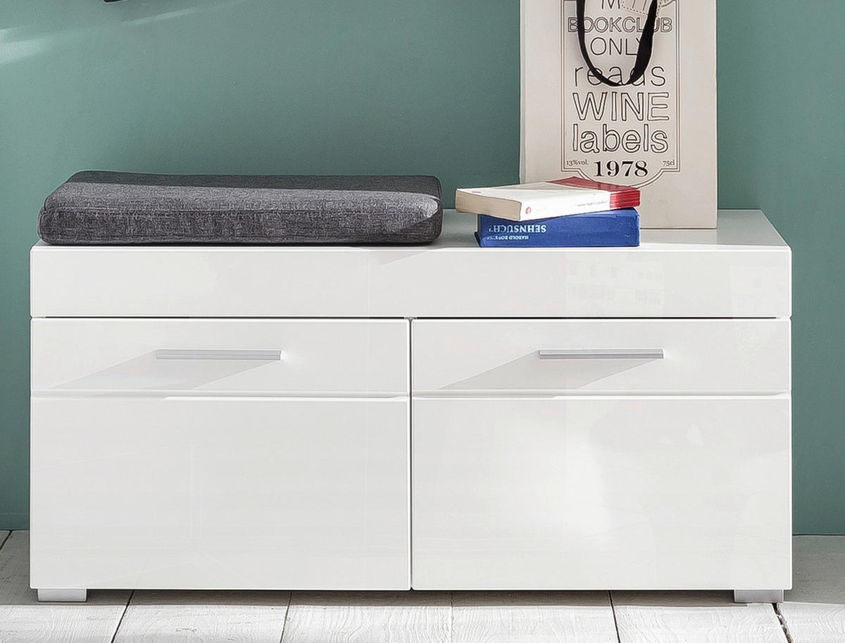 Sitzbank Amanda weiß Hochglanz B/H/T: ca. 91x42x38 cm Amanda - weiß (91,00/42,00/38,00cm) - Trendteam