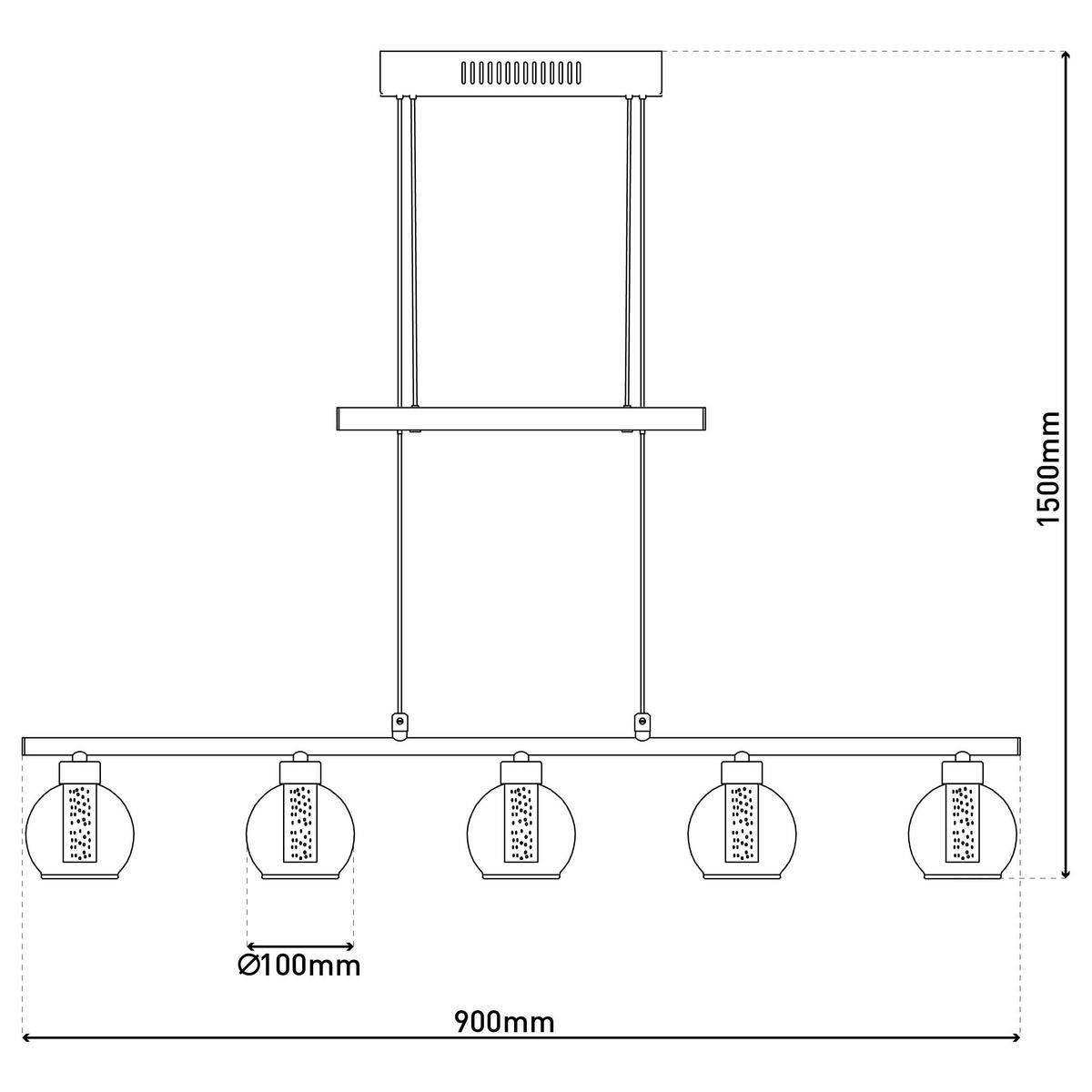 Näve Leuchten Pendelleuchte NV7093222 Brass - schwarz (10,00/150,00/90,00cm) - Näve Leuchten