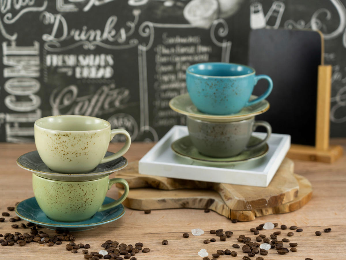 CreaTable Cappuccino-Set NATURE COLLECTION multicolor Steinzeug NATURE COLLECTION - multicolor - CreaTable