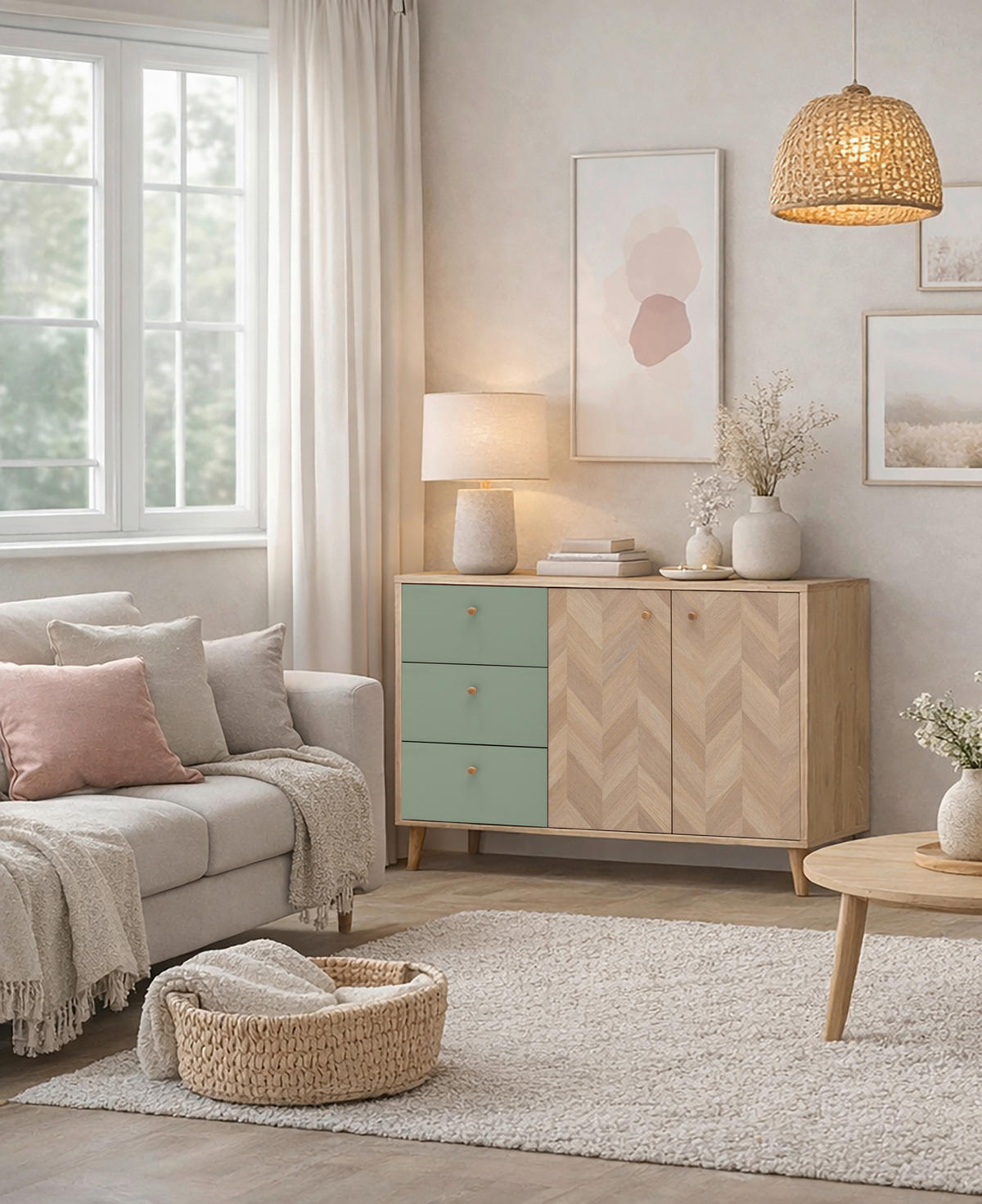 Sideboard Visby Pistazie Eiche Nachbildung B/H/T: ca. 109x63,9x33,05 cm Visby - Eiche/Pistazie (109,00/63,90/33,05cm) - Schildmeyer