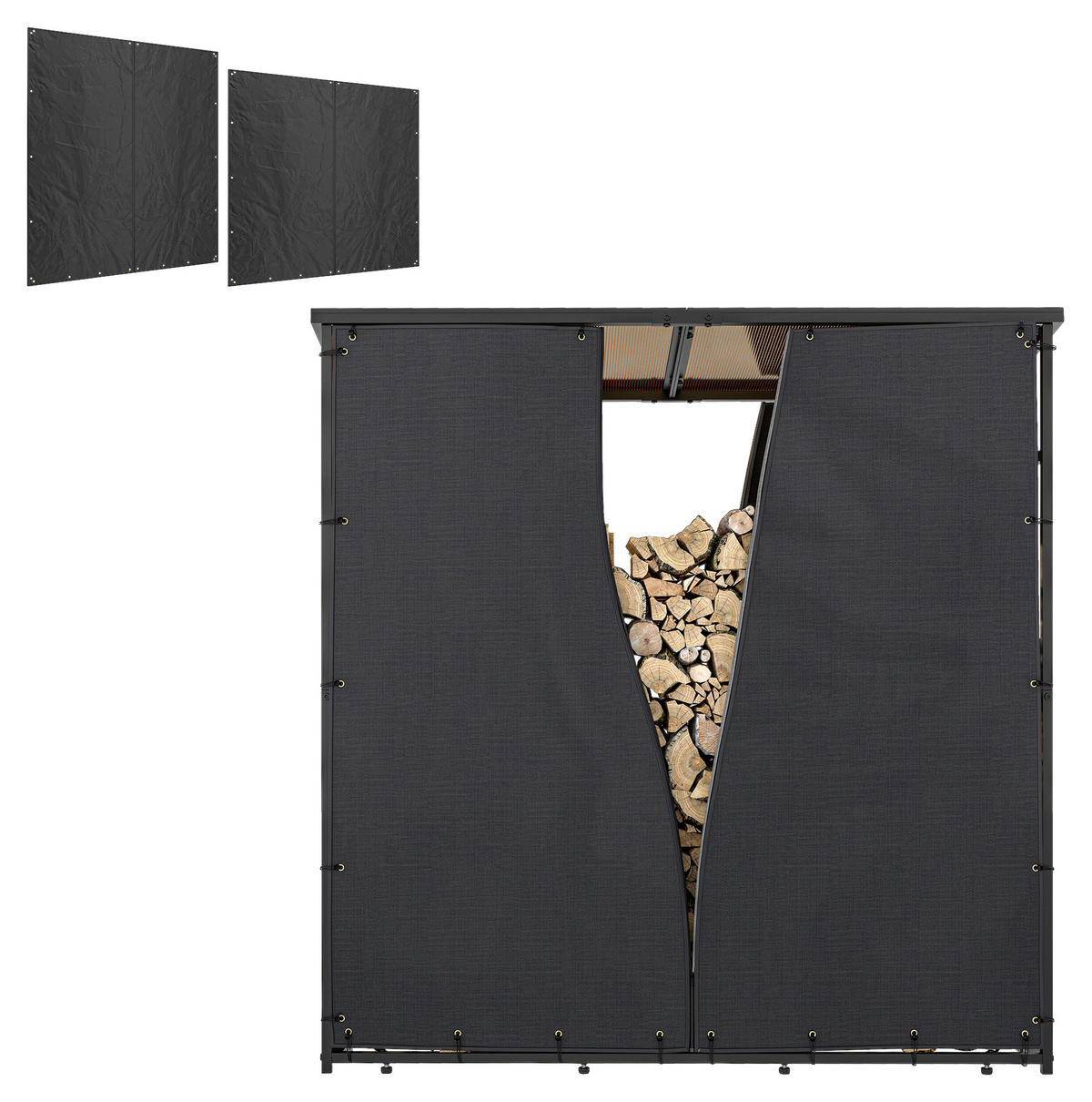 Outsunny Kaminholzregal Abdeckung schwarz Polyester B/H/L: ca. 1x173x174 cm Kaminholzregal Abdeckung - schwarz (174,00/1,00/173,00cm) - Outsunny