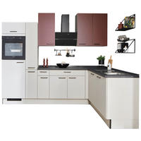 pino Winkelküche PN210 Kaschmirgrau Lacklaminat supermatt B/H/T: ca. 275x235x175 cm PN210 - rot/schwarz (275,00/235,00/175,00cm) - pino