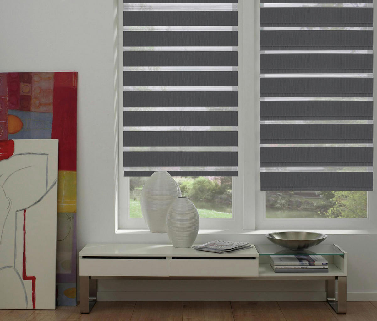 Doppelrollo Easyfix anthrazit B/L: ca. 60x150 cm Easyfix - anthrazit (60,00/150,00cm)