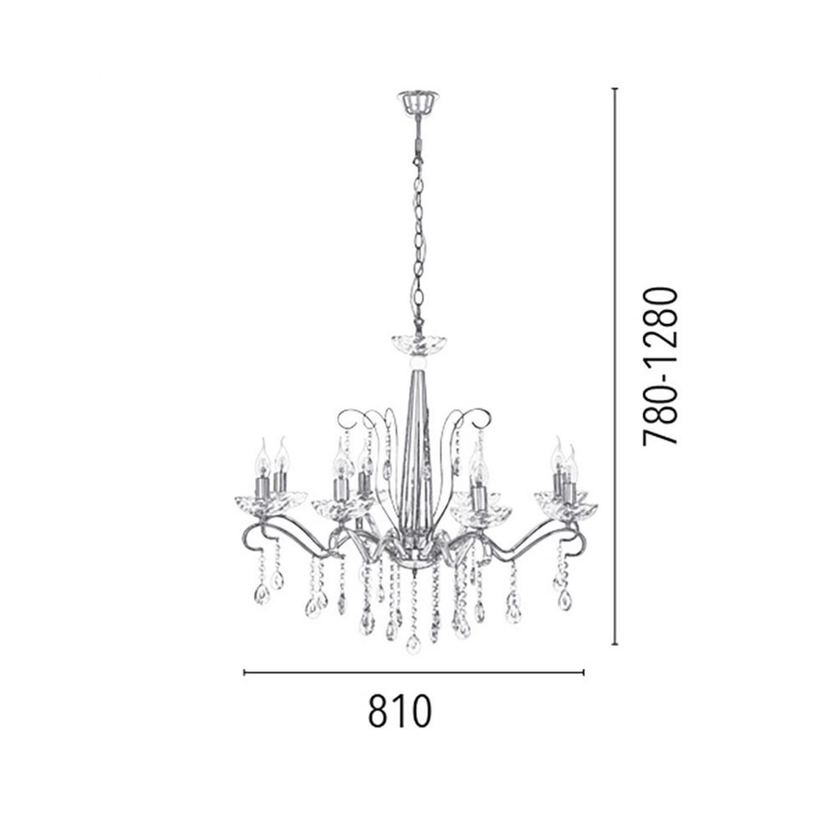SPOT Light Pendelleuchte Chrom transparent Metall Glas D: ca. 810 cm E14 8 Brennstellen Alessa - Chrom/transparent (810,00cm) - SPOT Light