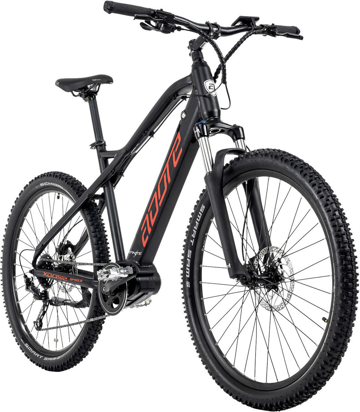 Adore Mountain E-Bike Xpose 27,5'' Xpose 27,5 Zoll Rahmenhöhe 51 cm 9 Gänge schwarz schwarz ca. 250 W ca. 36 V ca. 27,5 Zoll Xpose - schwarz - Adore