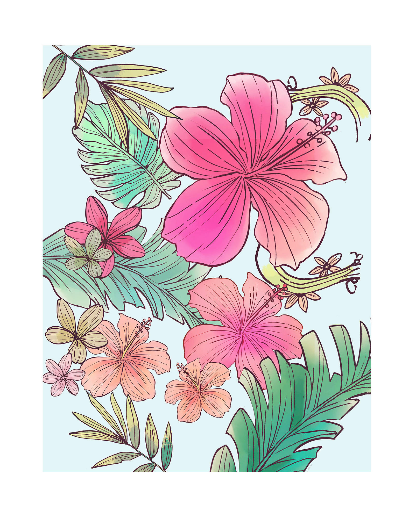 Komar Wandbild Ariel Flowers Disney B/L: ca. 40x50 cm günstig online kaufen