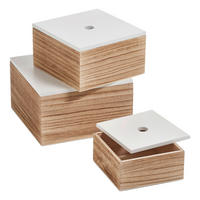 Zeller Aufbewahrungsboxen-Set natur Holz Aufbewahrungsboxen-Set_3tlg. - weiß/natur - Zeller