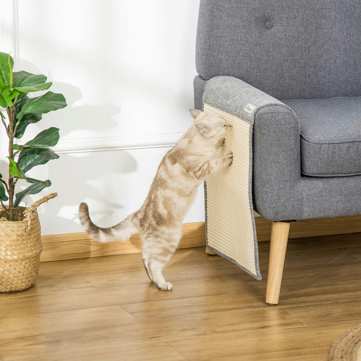 PawHut Tier-Zubehör grau Sisal B/H/L: ca. 45x130x0,3 cm Kratzebrett - grau (0,30/45,00/130,00cm) - PawHut