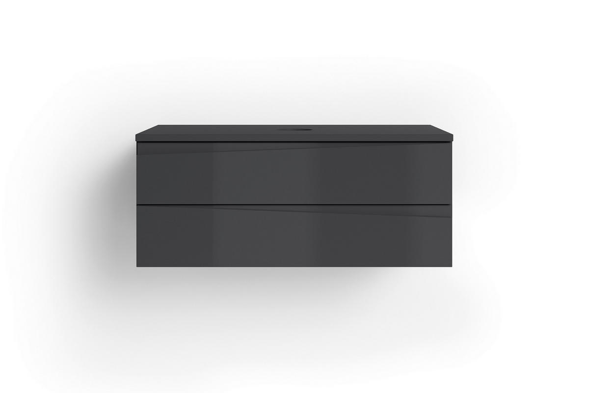 Waschbeckenunterschrank SHAPE anthrazit Hochglanz anthrazit B/H/T: ca. 80x33x47 cm SHAPE - anthrazit (80,00/33,00/47,00cm) - byLIVING