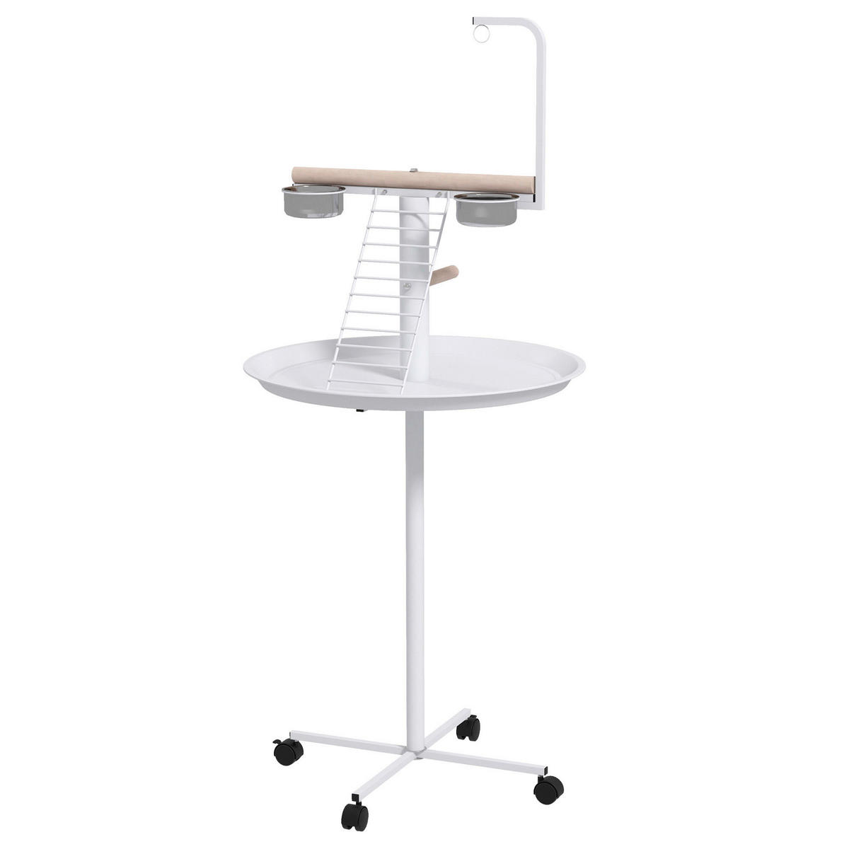 PawHut Vogelstange weiß Holz B/H/L: ca. 60x138x60 cm Vogelstange - weiß (60,00/60,00/138,00cm) - PawHut