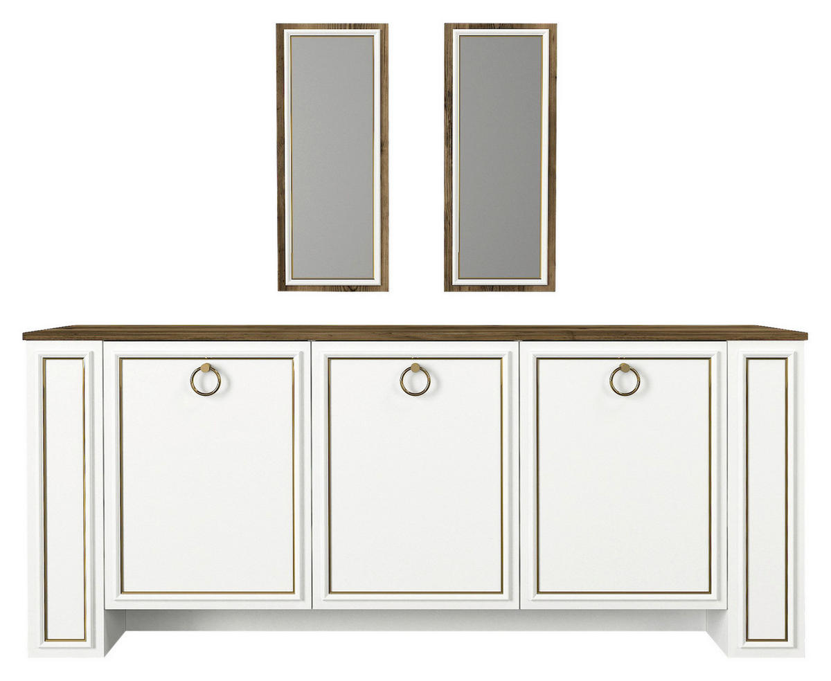 Sideboard Sansa weiß walnuss Nachbildung B/H/T: ca. 180x76x45 cm Sansa - weiß/walnuss (180,00/76,00/45,00cm) - moebel17