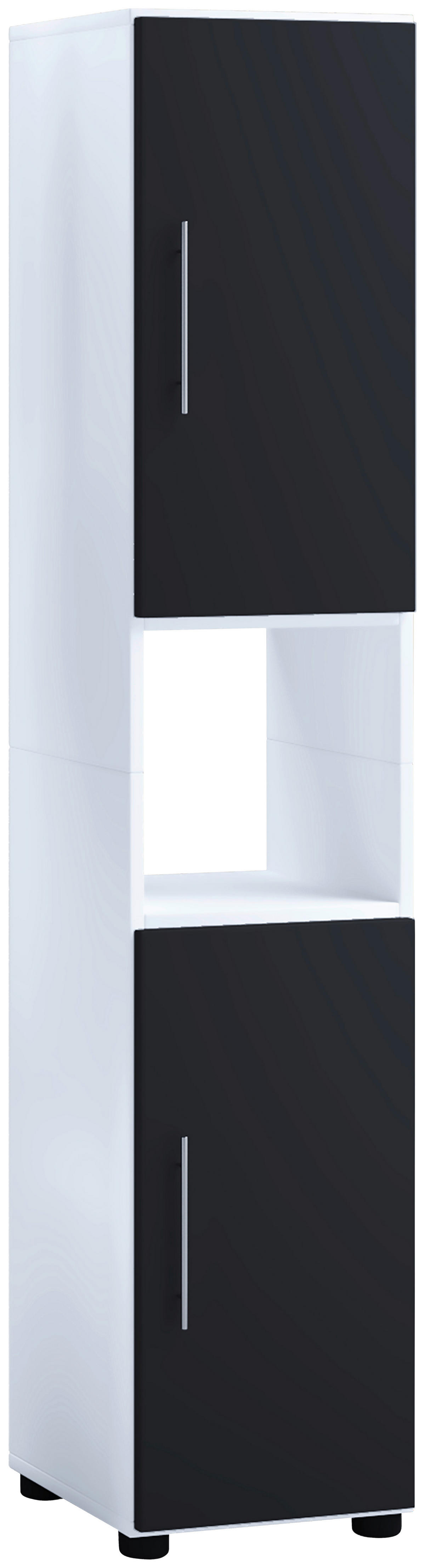 Hochschrank Flandu weiß schwarz B/H/T: ca. 31x160x32 cm Flandu - weiß/schwarz (31,00/160,00/32,00cm) - VCM Möbel