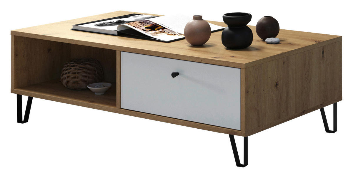 TV-Lowboard Touch Eiche Artisan Nachbildung weiß matt B/H/T: ca. 110x37x60 cm Touch - Eiche/weiß (110,00/37,00/60,00cm) - Trendteam