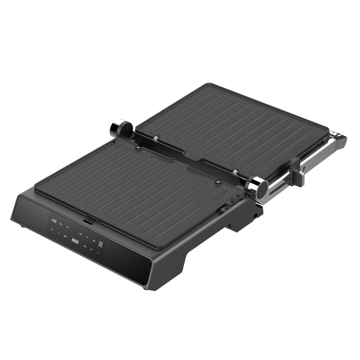 Emerio Kontaktgrill CG-130860.1 silber Edelstahl B/H/T: ca. 34,6x34x15 cm Kontaktgrill CG-130860.1 - schwarz/silber (34,60/34,00/15,00cm) - Emerio