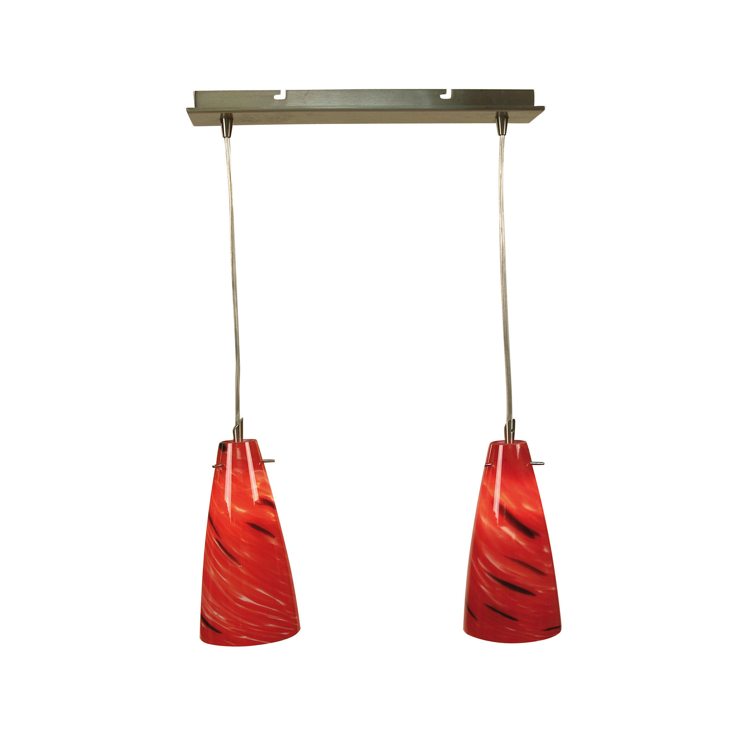 Näve Leuchten Pendelleuchte rot Glas Metall B/H/T: ca. 39x100x8 cm null 2 Brennstellen Pendelleuchte - rot (39,00/100,00/8,00cm) - Näve Leuchten