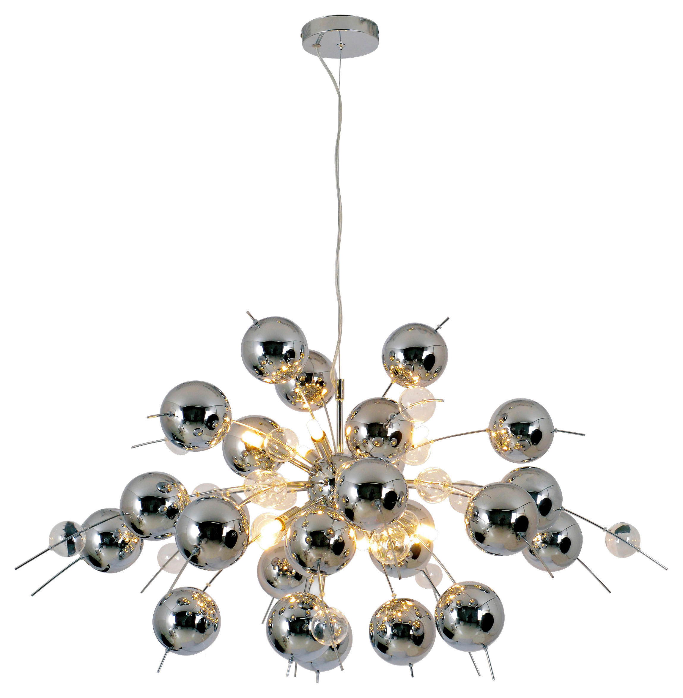 Näve Leuchten Pendelleuchte Chrom Glas Metall B/H/T/D: ca. 98x187x98x98 cm G9 10 Brennstellen EXPLOSION - Chrom (98,00/187,00/98,00cm) - Näve Leuchten