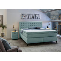 Boxspringbett  türkis Flachgewebe Liegefläche B/L: ca. 180x200 cm Jessica_Max_Boxspringbett - schwarz/türkis (194,00/122,00/216,00cm)