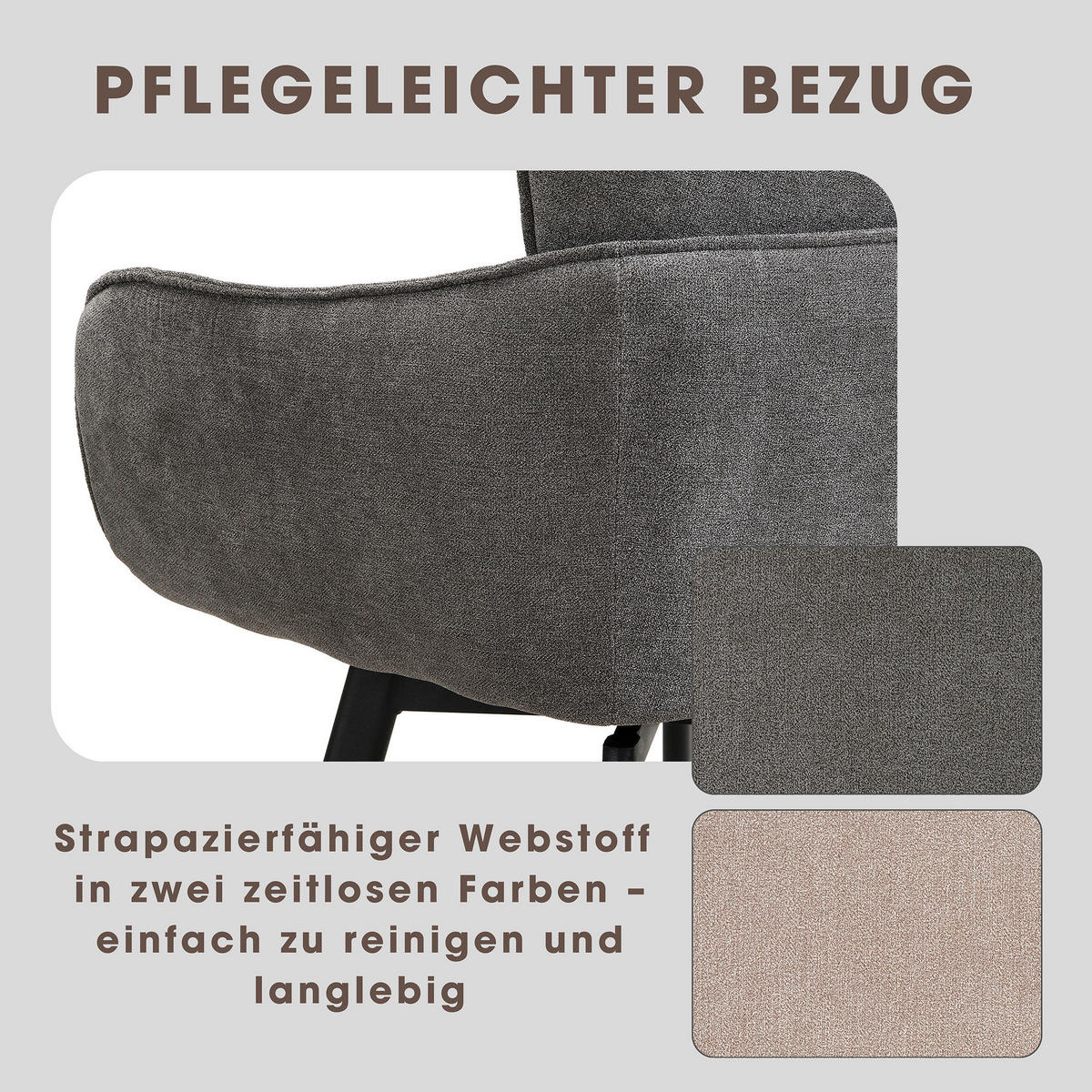 Stuhl RICO schwarz grau Metall Stoff B/H/T: ca. 61x90x63 cm RICO - schwarz/grau (61,00/90,00/63,00cm) - byLIVING