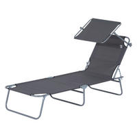 Outsunny Sonnenliege grau Metall B/H/L: ca. 58x36x187 cm Sonnenliege - grau (187,00/58,00/36,00cm) - Outsunny