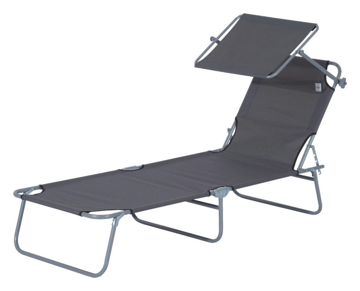 Outsunny Sonnenliege grau Metall B/H/L: ca. 58x36x187 cm Sonnenliege - grau (187,00/58,00/36,00cm) - Outsunny