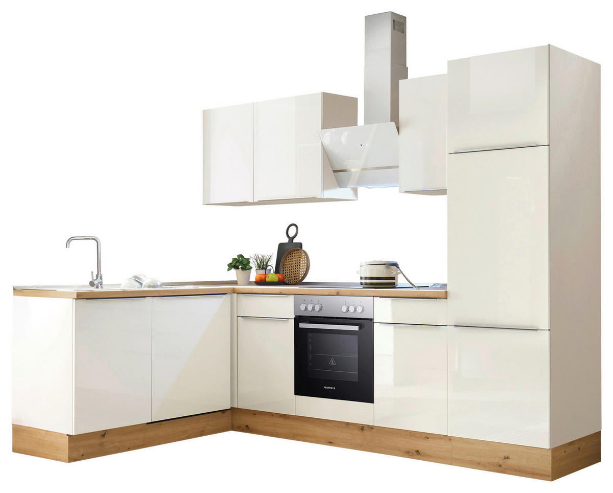 Respekta Winkelküche Marleen weiß Hochglanz B/H/T: ca. 280x211x170 cm Marleen - Eiche/weiß (280,00/211,00/170,00cm) - Respekta