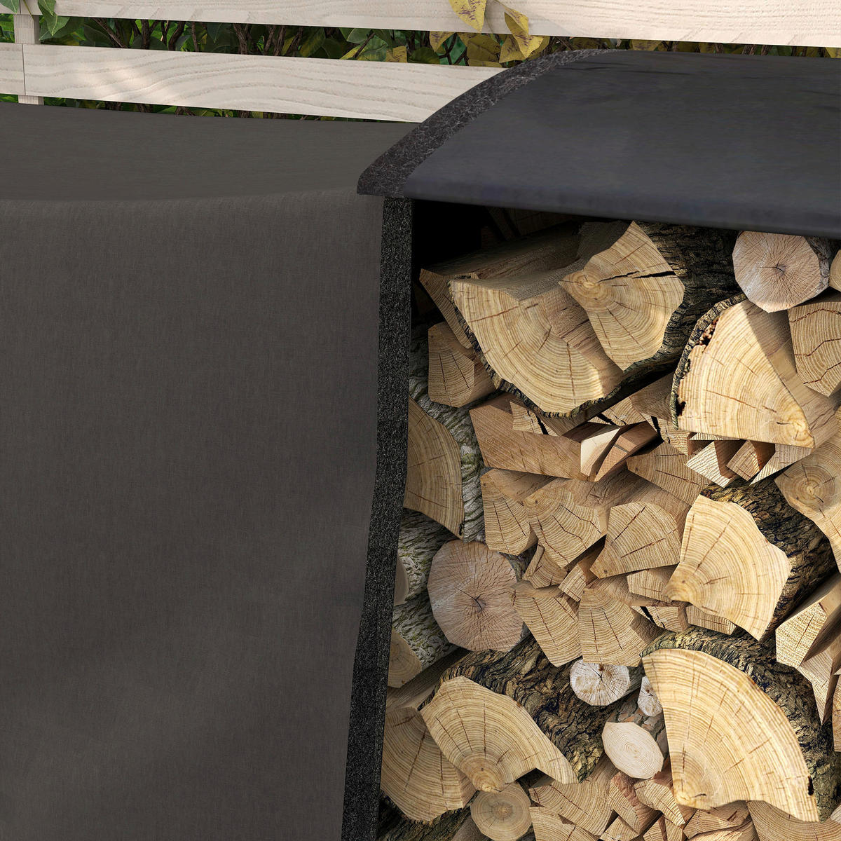 Outsunny Kaminholzregal schwarz B/H/L: ca. 36x99x240 cm Kaminholzregal - schwarz (240,00/36,00/99,00cm) - Outsunny
