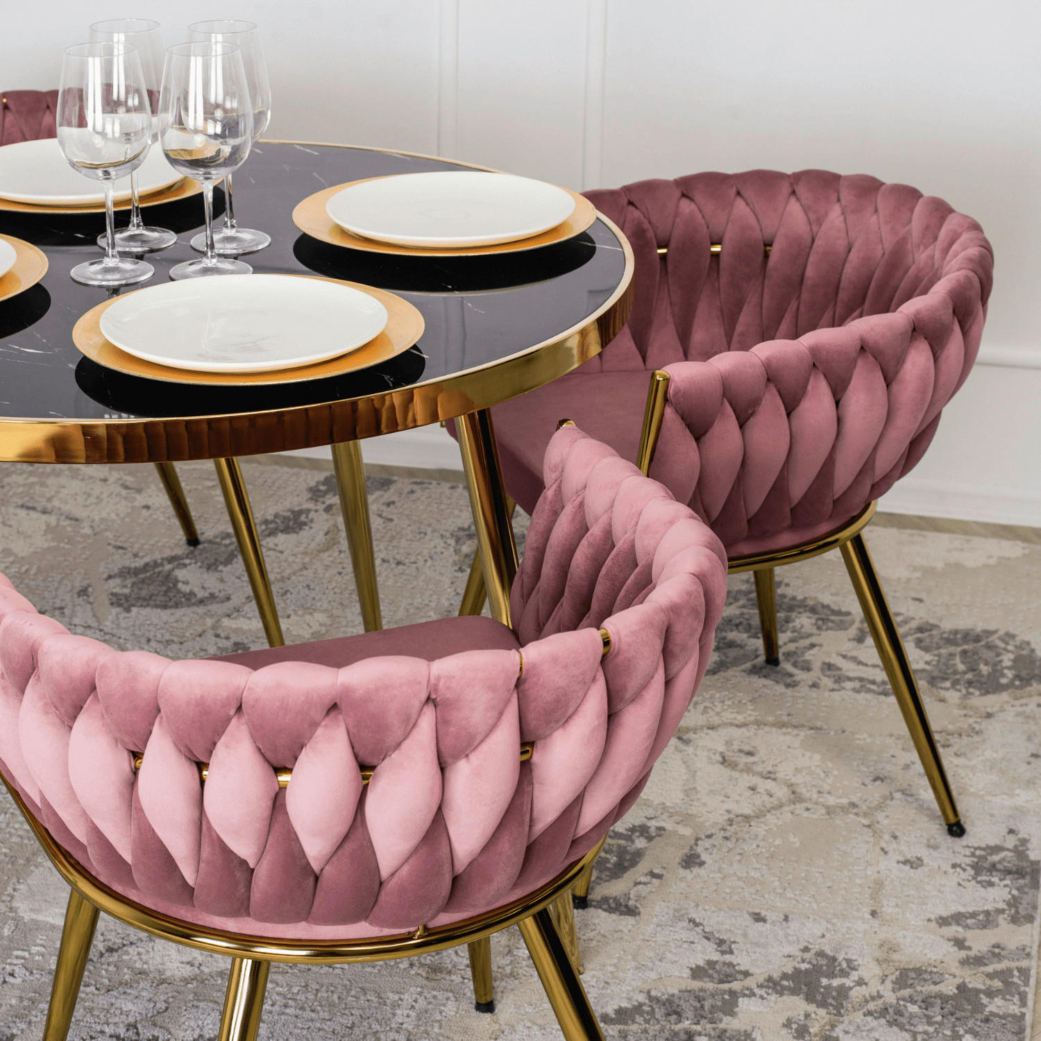 Stuhl CAPRI rosé Velourstoff B/H/T: ca. 65x73x54 cm CAPRI - rosé (65,00/73,00/54,00cm) - WIPMEB