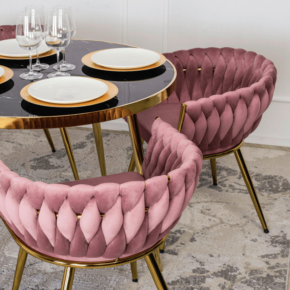 Stuhl CAPRI rosé Velourstoff B/H/T: ca. 65x73x54 cm CAPRI - rosé (65,00/73,00/54,00cm) - WIPMEB