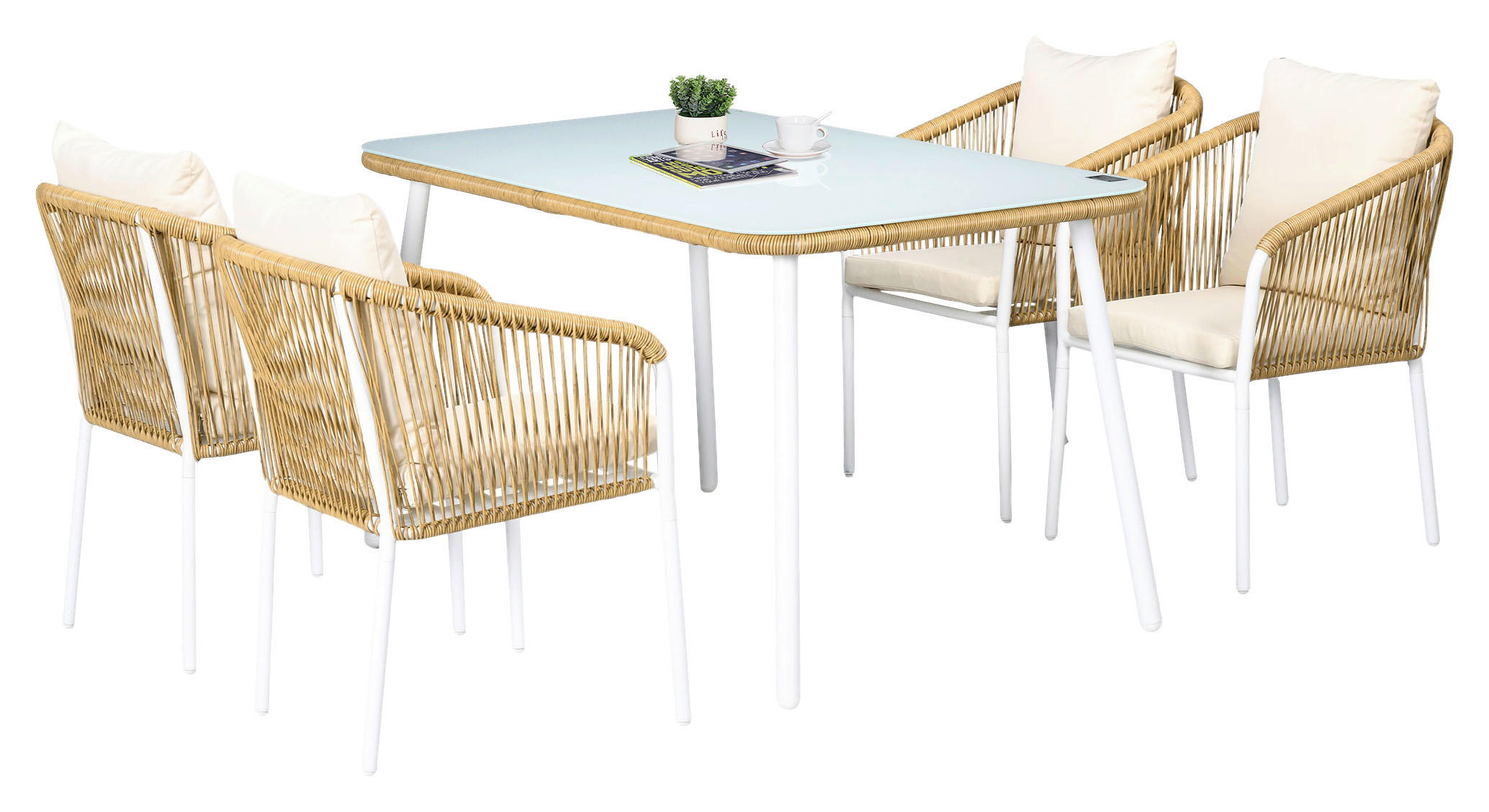 Outsunny Bistro-Set gelb Aluminium B/H/L: ca. 80x74x140 cm Bistro-Set - gelb (140,00/80,00/74,00cm) - Outsunny