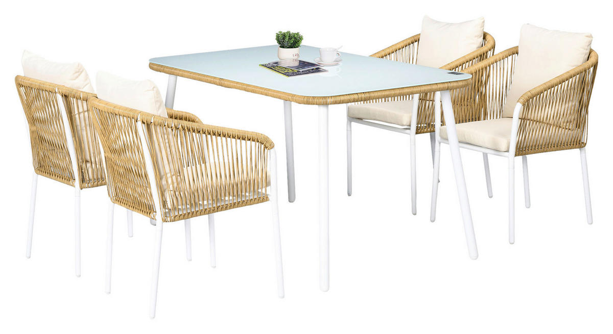 Outsunny Bistro-Set gelb Aluminium B/H/L: ca. 80x74x140 cm Bistro-Set - gelb (140,00/80,00/74,00cm) - Outsunny