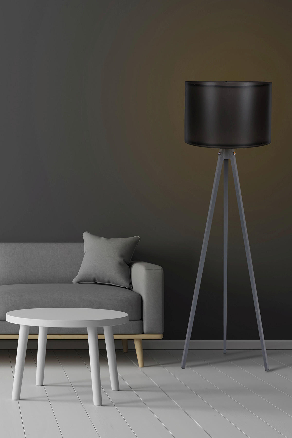 Opviq Stehleuchte grau schwarz MDF Polypropylen B/H/L: ca. 38x145x38 cm E27 1 Brennstellen Stehleuchte_112 - schwarz/grau (38,00/38,00/145,00cm) - Opviq