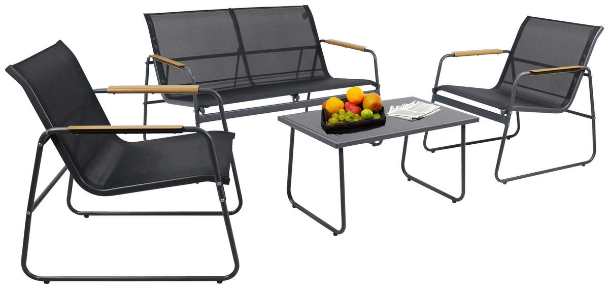 VCM Gartensitzgruppe Lexila schwarz Textilene B/H/L: ca. 110x76x74 cm Lexila - schwarz (74,00/110,00/76,00cm) - VCM