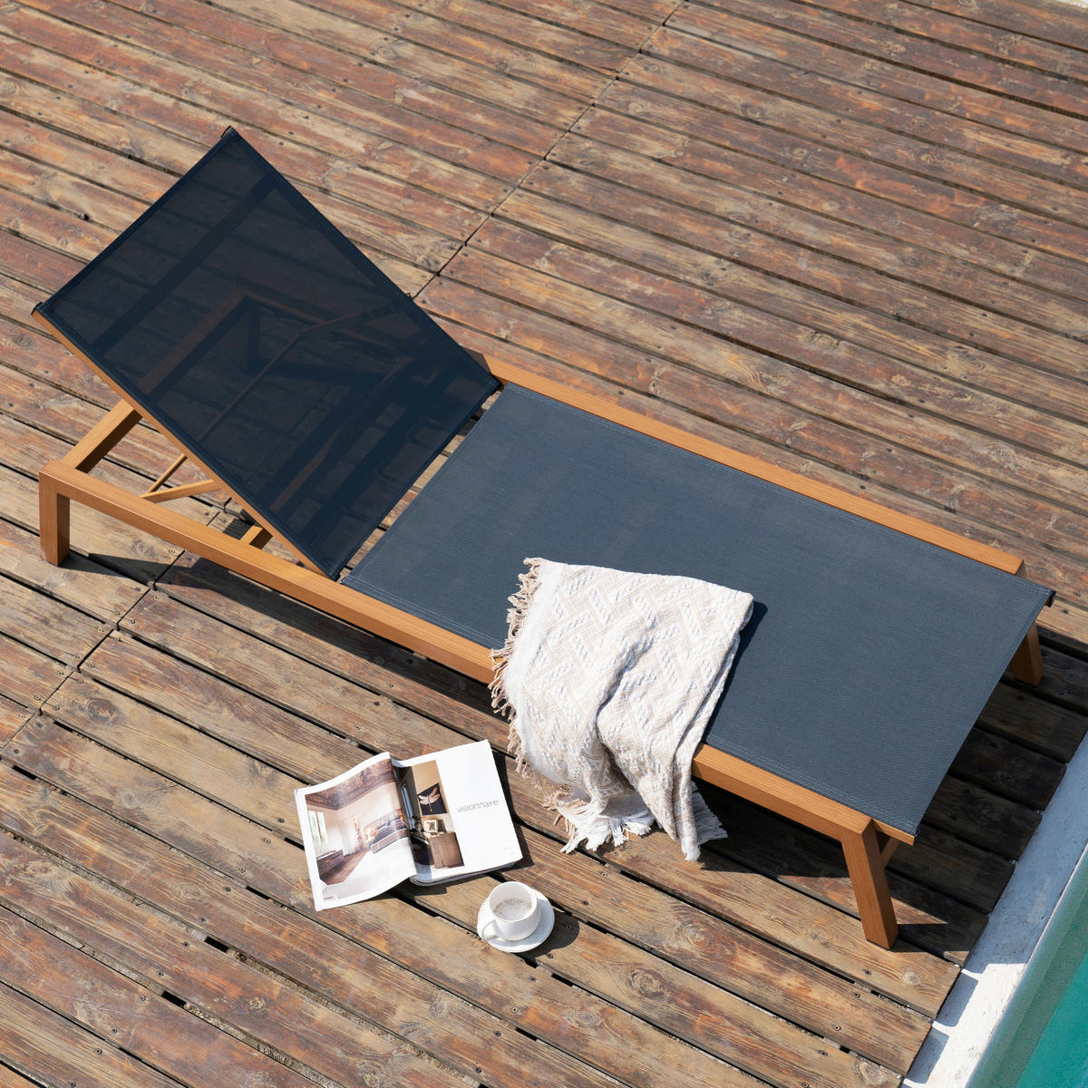 AXI Outdoor Living Gartenliege Logan braun Textil B/H/L: ca. 70x30x193 cm Logan - braun/grau (193,00/70,00/30,00cm) - AXI Outdoor Living