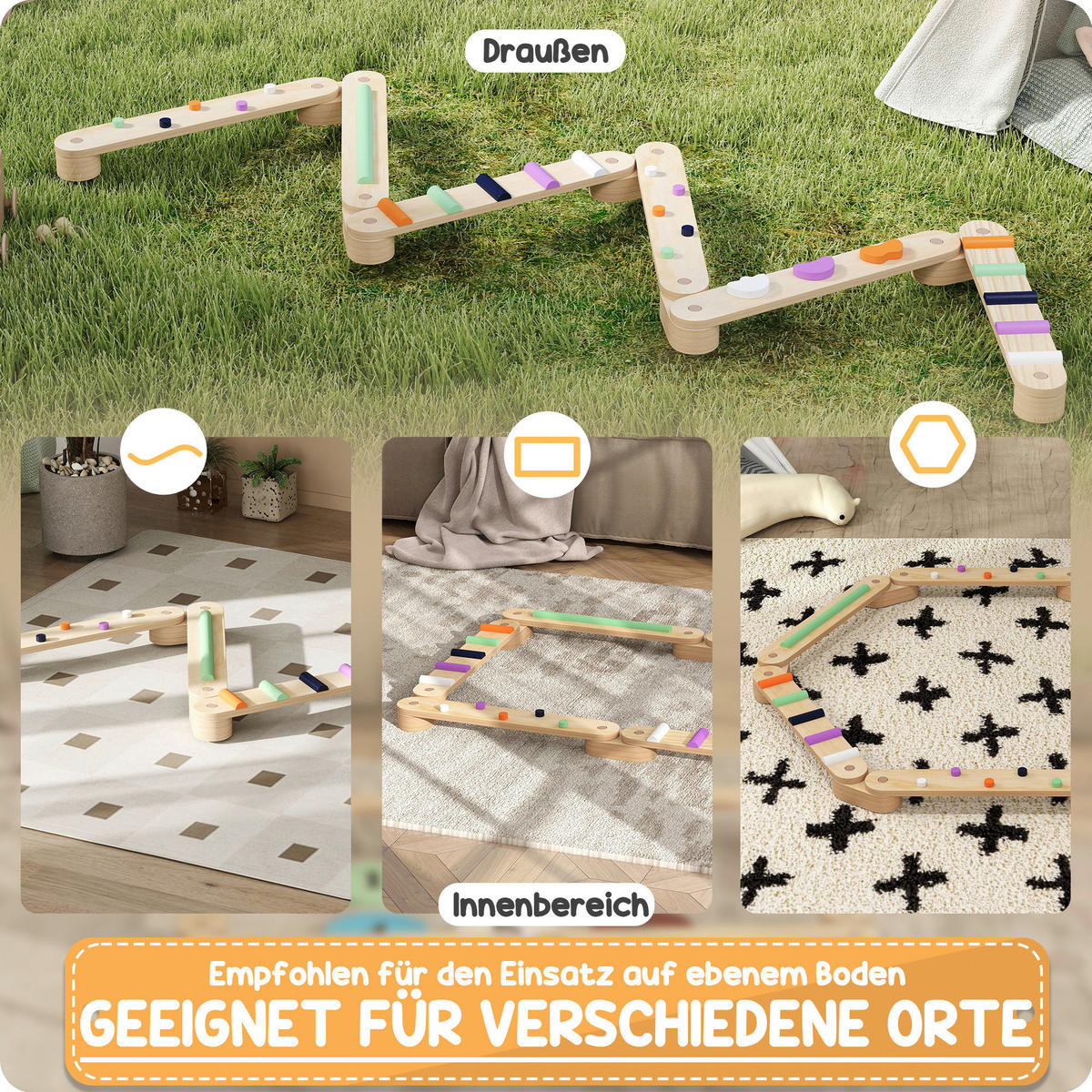 AIYAPLAY Kinder Balancierbalken B/H/L: ca. 115x8,5x130 cm Kinder Balancierbalken - multicolor (130,00/115,00/8,50cm) - AIYAPLAY