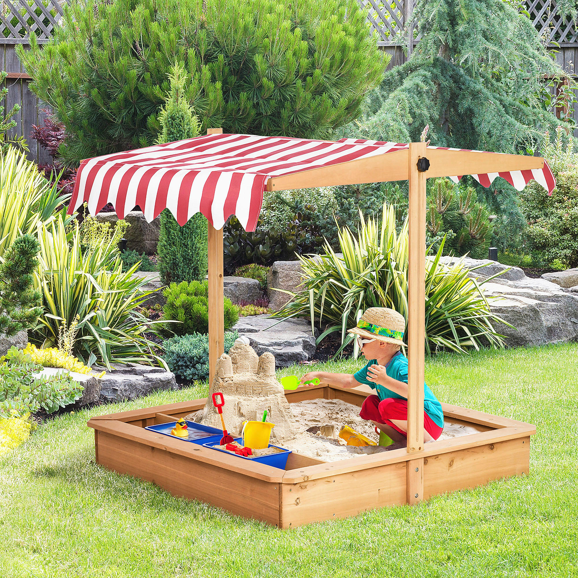 Outsunny Sandkasten gelb B/H/L: ca. 107,5x107,5x110 cm Sandkasten - gelb (110,00/107,50/107,50cm) - Outsunny