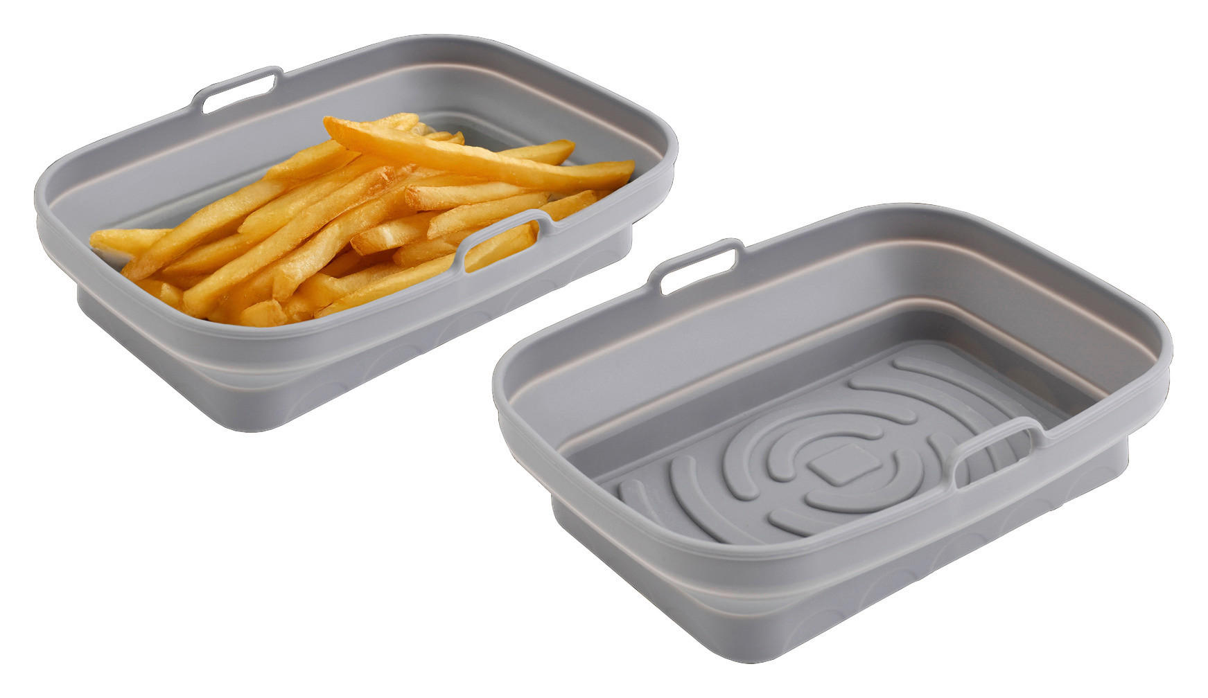Auflaufform B/H/L: ca. 13,1x5x19,8 cm Silikonauflaufform_Heißluftfritt. - grau (19,80/13,10/5,00cm)