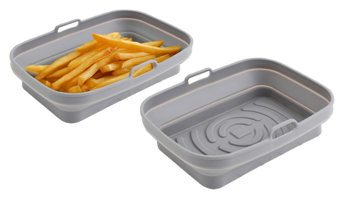 Auflaufform B/H/L: ca. 13,1x5x19,8 cm Silikonauflaufform_Heißluftfritt. - grau (19,80/13,10/5,00cm)
