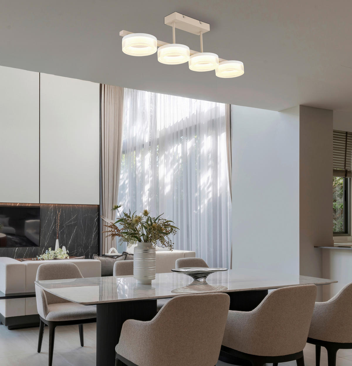 GLOBO Deckenleuchte sand transparent weiß Metall Kunststoff B/H/L: ca. 13x19,5x67 cm 1 Brennstellen ZARA - sand/weiß (67,00/13,00/19,50cm) - GLOBO